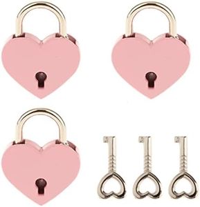 3 Pcs Small Metal Heart Shaped Padlock Mini Lock with Key for Jewelry Storage Box Diary BookPink