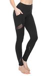 ALWAYS Pockets Yoga Pants Leggings for Women - Buttery Soft Stretch High Waisted Mesh Active Workout Gym Athletic Black L