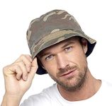 Thingimijigs Mens Reversible Camo/Navy Blue Bucket Hat - M/L