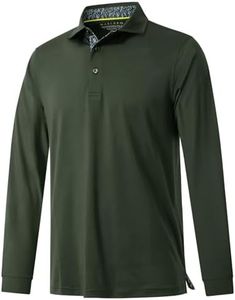 M MAELREG Long Sleeve Golf Shirt Men Performance Tennis Athletic Golf Polo Long Sleeve Shirts for Men Olive Green