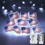 suddus 40 LED American Flag Lights String 4th of July Lights Battery Operated Fairy Lights Patriotic Lights for Independence Day Decorations Memorial Day
