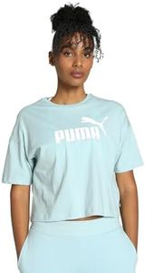 PUMA Women's Essential Cropped Logo Tee, Turquoise Surf, L