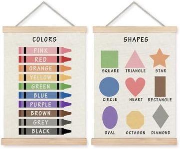 Supwhd Shapes Colors Posters for Classroom Wall, Shapes Colors Learning Poster Hanger Frame Wall Decor for Classroom Nursery Kids Room Playroom Preschool Decor, 12x16 Inches Set of 2