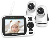 HelloBaby Baby Monitor 2 Cameras,Video Baby Monitor No WiFi with 3.2'' IPS Screen, Remote Pan-Tilt-Zoom Baby Camera Monitor,Plug&Play,Night Vision,1000ft Range,2-Way Talk, Temperature Display,ECO Mode