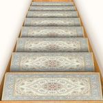 MINUPWELL 15 PC 30""x8"" Stair Treads for Wooden Steps Indoor, Non-Slip Stair Runners for Wooden Steps, Stair Carpet Treads Set of 15, Boho Decor, Soft, Easy-Clean, Durable(Khaki), ST-02