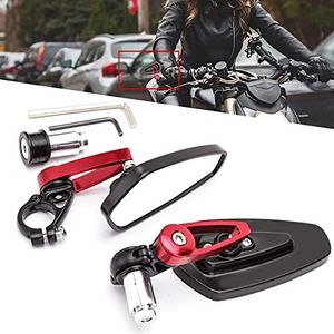 Red 7/8" Bar End Motorcycle Mirror Rearview CNC Motorcycle Mirrors Compatible With Honda GROM MXS125 CB500F Yamaha MT-03 MT-07 FZ-07 MT-09 MT-10 Z125 pro Z650 Z750 and More