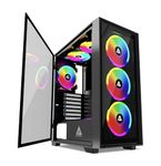 Apevia Genesis Pro G-PRO-BK Mid Tower Gaming Case with 2 x Tempered Glass Panel, Top USB3.0/USB2.0/Audio Ports, 6 x RGB Fans, Black Frame