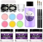 Acrylic Nail Kit, Acrylic Nail Powder for Acrylic Nails Extension kit Acrylic Powder Kit with Monomer Acrylic Nail Liquid, Crystal Powder, Acrylic Nail Brush, Nail Forms for Nail Art Starter Kit