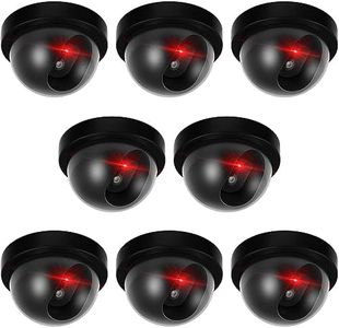 Kanayu 8 Pack Dummy Fake Camera CCTV Dome Fake Security Camera with Flashing Red LED Light Wireless Surveillance Dummy Cameras for Outside Decoy Camera with Screws Tape for Indoor Outdoor Home (Black)