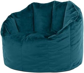 icon Sirena Bean Bag Chair, Teal Green, Velvet Accent Chair, Adult Bean Bag Seat with Filling Included, Large Bean Bag, Living Room Furniture