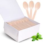 Disposable Wooden Spoons for Eating - 300Pcs Natural Wooden Spoons Disposable, Biodegradable and Compostable Wooden Cutlery for Dining, Ice Cream Dessert Spoons