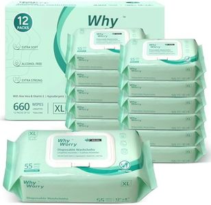 WhyWorry Extra Large Wet Wipes for Adults, 8" x 12", Unscented, 660 Count