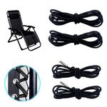 Peslogy 4pcs Black Replacement Cord for Zero Gravity Chair Universal Elastic Chair Repair Cord Ties Kit for Sun Loungers, Garden Chairs, Outdoor Recliners, Folding Chairs, Bungee Chairs