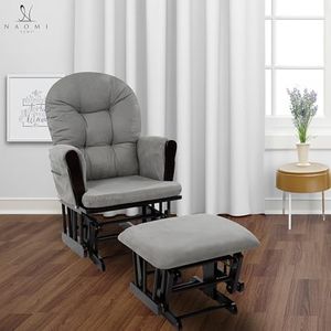 Brisbane Nursery Glider & Ottoman Sets, Glider Recliner Nursery Rocking Chair, Nursery Glider Rocker with Ottoman, Reclining Gliders & Chairs for Breastfeeding, Maternity - Espresso/Dark Gray