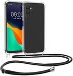 kwmobile Crossbody Case Compatible with Samsung Galaxy A15 5G Case - Clear TPU Phone Cover w/Lanyard Cord Strap - Black/Transparent