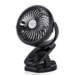 ADDSMILE Battery Operated Clip On Stroller Fan 5000mAh Rechargeable Desk Fan for Baby Stroller Car Gym Home Office Desktop Outdoor Traveling and Camping (Black)