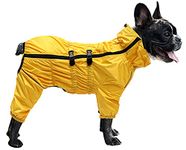 Morezi dog raincoat with high collar waterproof raincoat for dogs reflective four-leg rain gear jumpsuit for puppies small medium pet - Yellow - L