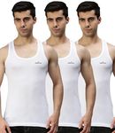 Lux Cozi Men's Pack of 3 White Round Neck Sleeveless Cotton Vest (Size : 105cm)