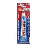 Speed-Sew No Sew Premium Fabric Glue Adhesive for Craft Projects, DIY Clothing Repairs, Denim, Upholstery, and Leather, Instant Mender for Fraying