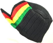 Rasta Brim Hat Winter Knit Cap Beanie-black red yellow green