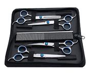 MeShear 6.6" Professional Pet Grooming Kit 6 In 1 Dog Grooming Scissor Kit - Dog & Cat Grooming Supplies - Adjustable Screw Scissors,4Cr Stainless Steel Dog Clippers,Hair Thinning Shears,Rubber Grips