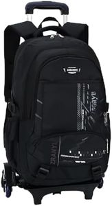 Zaini con Ruote Scuola Grande Trolley Borsa Zaino Scuola Medie Bambina Bambini Zaini con Rotelle 6 Ruote Zaino Bambini Viaggio Bagaglio Uomo Nero 33x21x52cm