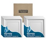 Genesis 2ft x 2ft White Icon Coffer Ceiling Tiles - Easy Drop-in Installation – Waterproof, Washable and Fire-Rated - High-Grade PVC to Prevent Breakage - Package of 12 Tiles