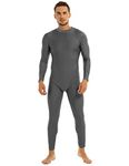 Hedmy Men's Well-Fit One Piece Mock Neck Long Sleeve Full Unitard Bodysuit Dancewear Costume Skin-Tight Catsuit Grey M