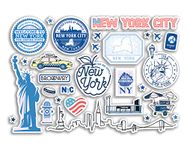 A5 Sticker Sheet New York Blue Landmarks Vinyl Stickers - NYC America City Map Airport Skyline Flag Travel Holiday Culture Aesthetic #80283