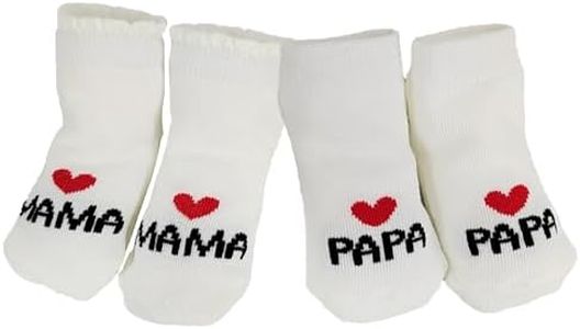 EQLEF Calcetines Bebe, MaMa-PaPa Calcetines para Bebés Calcetines de Algodón para Recién Nacidos Calcetines para Niñas y Niños de 0-6 meses Calcetines para el Hogar Regalos de Calcetines para Bebés