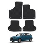 Rubber Car Mats Compatible with Audi A3 (2003-2013) Tailored Fit Rubber Floor Mats Set Accessory Black Custom Fit 4 Pieces with Clips - Anti-Slip Backing, Heavy Duty & Waterproof