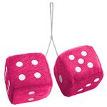 Vagway Fuzzy Dice Car Mirror- Pair of Pink Hanging Dice- Plush Stylish Vintage Retro Accessory