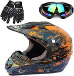 Youth Motorcycle Helmet, Suitable for All Seasons,Boys and Girls Motocross Full Face Helmets,DOT/FMVSS-218 Certification Standard,R,L