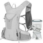 IX INOXTO Hydration Pack Backpack, Lightweight Water Backpack with 2L Hydration Bladder Daypack for Men Women,Running Hydration Vest for Trail Running Hiking Cycling Race Climbing (Grey white-2L)