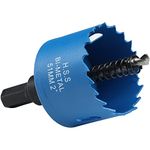 2 Inch Hole Saw, 51 mm HSS Bi-Metal Hole Cutter with Hex Shank Drill Bit Adapter for Wood Plastic Drywall Fiberboard and Soft Metal Sheet, Blue