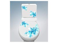 DivineDesigns™ Blue Swirl Flowers Toilet Seat Sticker (Size :- 38 X 33 cm)