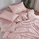 DOZ Sheet Set, 100% Viscose derived from Bamboo, Organically Grown, Buttery Soft, Cooling Sheets, High GSM, Deep Pockets - 4 Piece - 2 Pillowcases 1 Fitted 1 Top Sheet (Blush, Queen)