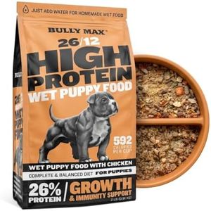 Bully Max Wet Puppy Food - Instant Fresh Dehydrated High Protein Soft Dog Food with Chicken - Healthy Growth for Small & Large Breed Puppies - 2 Dry Dog Food Pounds (Makes 5.5 lbs. of Wet Food)