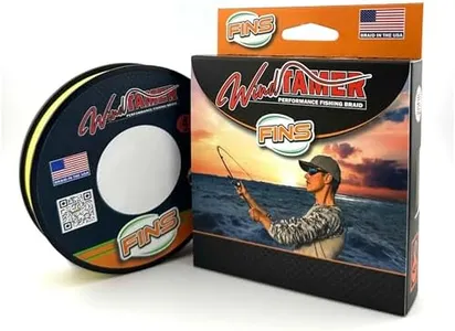 FINS Windtamer Braided Fishing Line - Versatile, Compact Braid for All Fisheries, Reduces Wind Knots and Rod Tip Wraps - High Performance 4-End Braid - Hi-Viz Yellow - 100 lb _ 1500 Yds