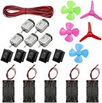 milaosk 21 PCS DC Motors Kit,Mini Electric Motor 1.5-3V 24000RPM with 5 DC Mini Motors and 5 AA Battery Holders Red and Black Two-tone 0.5 Square Cable and Mini Fan Leaf for DIY Science Experiment