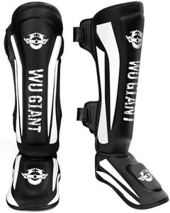 Kickboxing Shin Guards Muay Thai Shin Pads for Men, Women, Adjustable Leg Guards with Instep Protection Shinguards Martial Arts Training Equipment for MMA Training and Sparring (S)