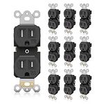 TOPELER Duplex Wall Receptacle Outlets, Tamper-Resistant Electrical Outlets, 15A 125V 1850W, Residential Grade, Self-Grounding, 2-Pole, UL Listed, Black