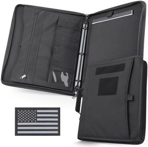 LIVANS Tactical Notebook Portfolio Padfolio Ring Binder with Zipper, Army Military Notebook Planner Contains 25 Sheets A4 Letter Paper and Detachable 3-Ring, Multi-Storage Handle Bag for Out-Work
