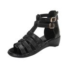 Generic 2024 Summer Sandals Womens Beach Foreign Trade Plus Size Fish Mouth Leather Buckle Open Toe Back Zipper Casual