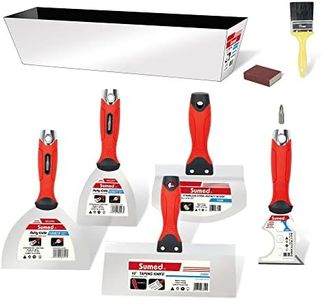 Drywall Hand Tool Kit,Stainless Steel Putty Knife Set Including Joint Knife Taping Knife Paint Scraper Mud Pan