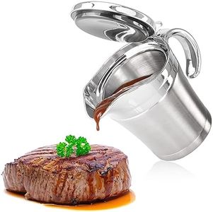 COM-FOUR® Salsera Thermo - Salsera de acero inoxidable de doble pared - Recipiente aislado para salsas - Mantiene la comida caliente o fría - Apto para lavavajillas (color plata - 400ml)