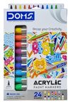 Doms 24 Shades Acrylic Paint Markers| Soft Bullet Point| Suitable For Multipurpose Surfaces| Perfect For Pop Art, Abstract Art, Graphic Design| Pack of 1