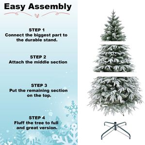 8ft Lapland Fir Flocked Christmas Tree – Snowy Artificial Holiday Decor