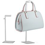 FNG8 [2 Pack] Adjustable Handbag Stand - Multipurpose Hand Bag Display Stand for Hat, Jewellery, Accessories - Stainless Steel Stand - Easy Height Adjustment, Stable Flat Base - Glossy Metallic Silver