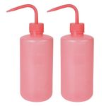 Tattoo Wash Bottle Pink - WZPB 500ml Pink Squeeze Bottle, Rinse Bottle Watering Tools, Plastic Squeeze Washing Bottle, Irrigation Squeeze Sprinkling Can Wash Plant Bottle (500ml / 16OZ / 2 Bottle)